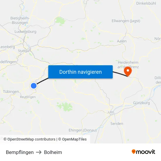 Bempflingen to Bolheim map