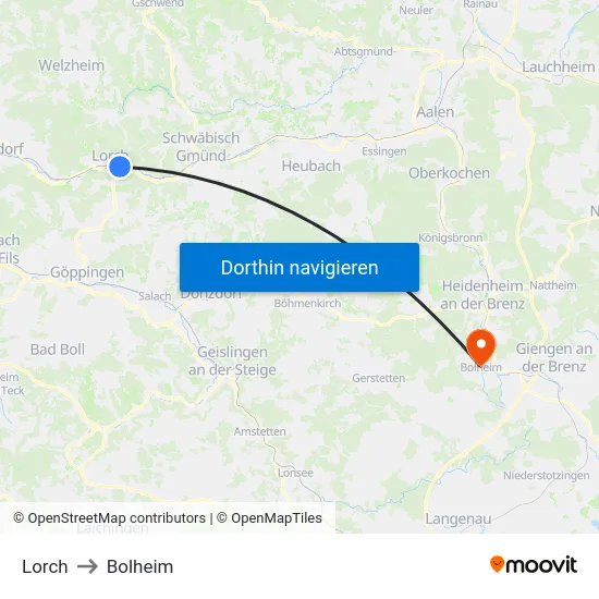 Lorch to Bolheim map