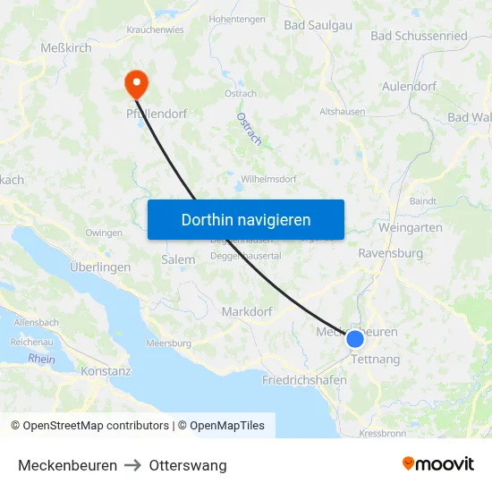 Meckenbeuren to Otterswang map