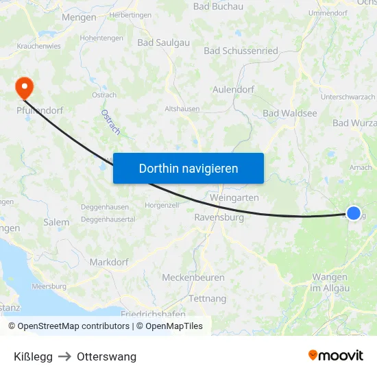 Kißlegg to Otterswang map