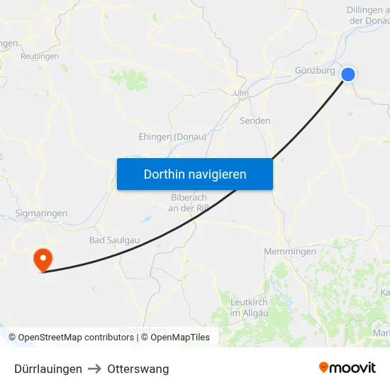 Dürrlauingen to Otterswang map