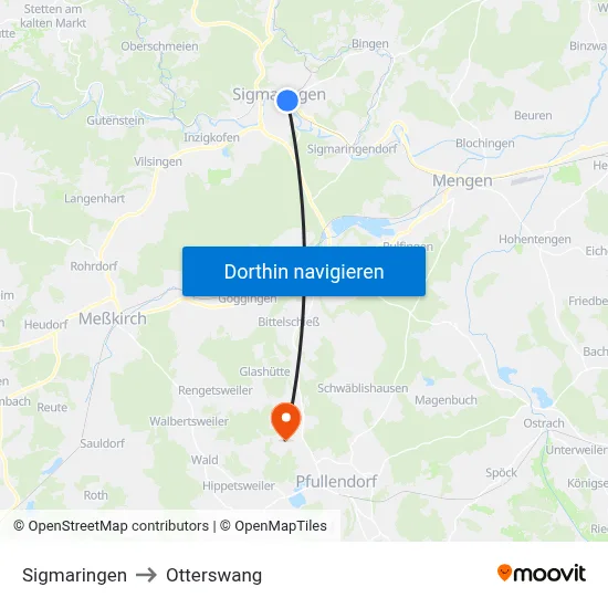 Sigmaringen to Otterswang map