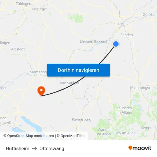 Hüttisheim to Otterswang map