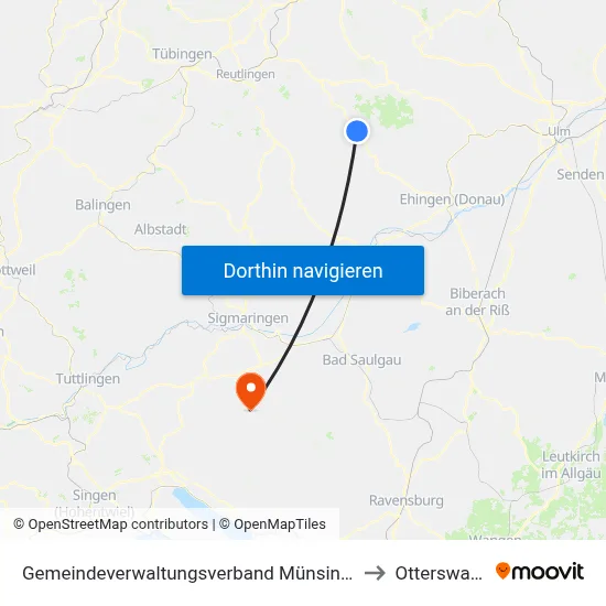 Gemeindeverwaltungsverband Münsingen to Otterswang map
