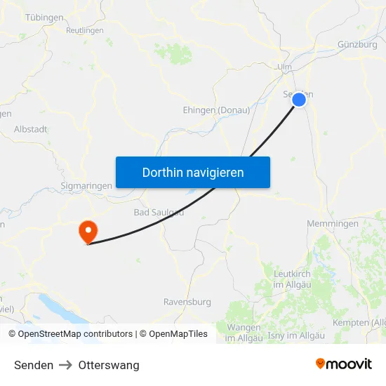 Senden to Otterswang map