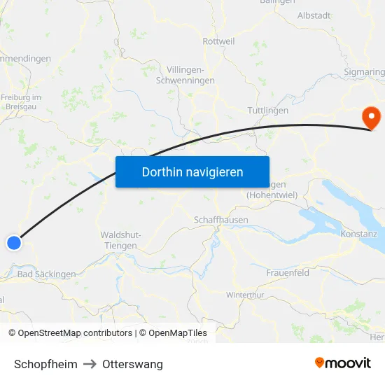 Schopfheim to Otterswang map