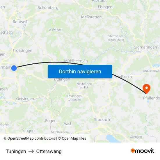 Tuningen to Otterswang map