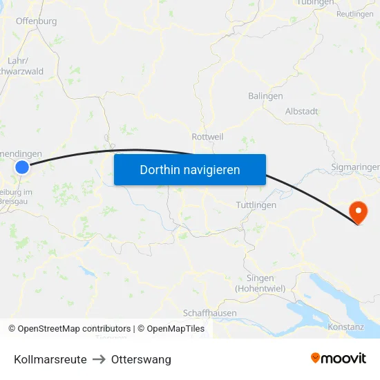 Kollmarsreute to Otterswang map