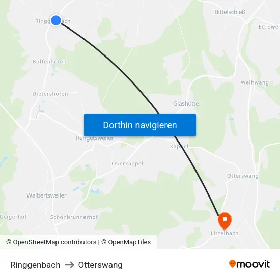 Ringgenbach to Otterswang map