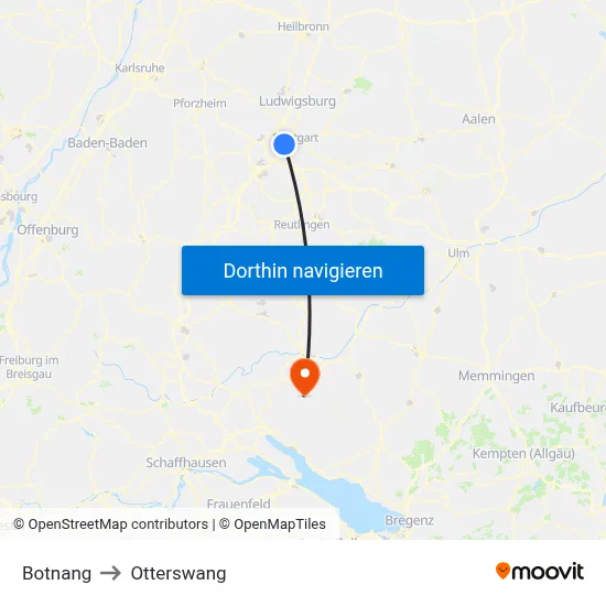 Botnang to Otterswang map