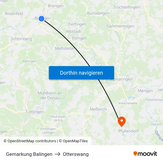Gemarkung Balingen to Otterswang map