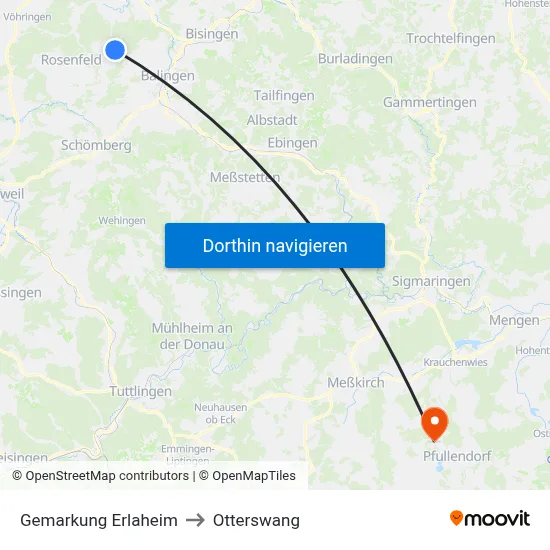 Gemarkung Erlaheim to Otterswang map
