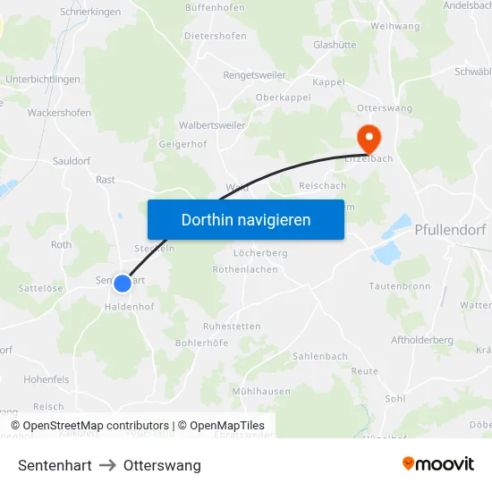 Sentenhart to Otterswang map