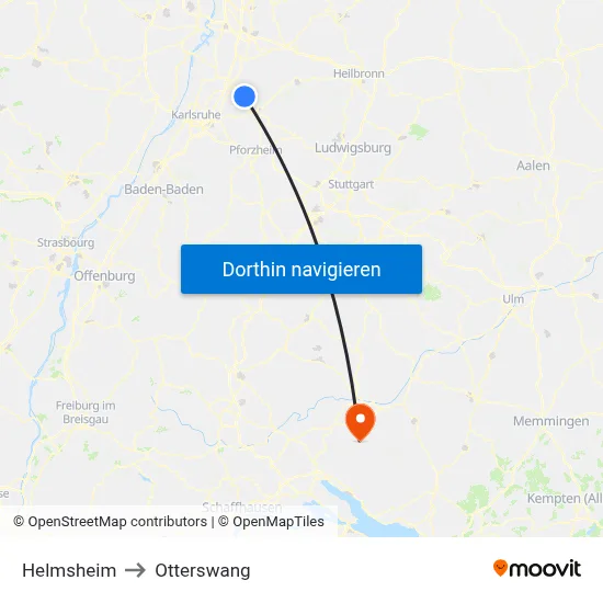 Helmsheim to Otterswang map