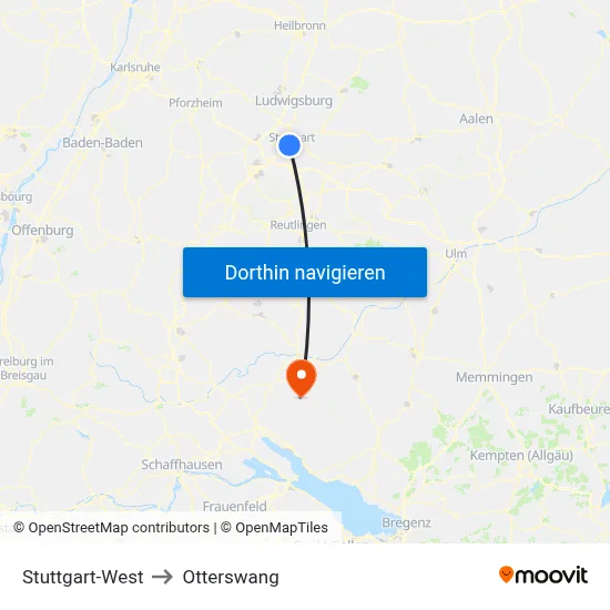 Stuttgart-West to Otterswang map