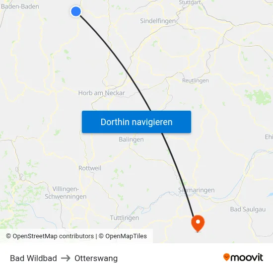 Bad Wildbad to Otterswang map