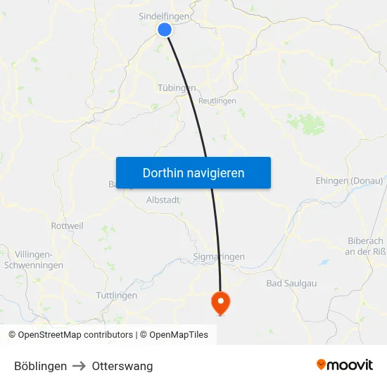 Böblingen to Otterswang map