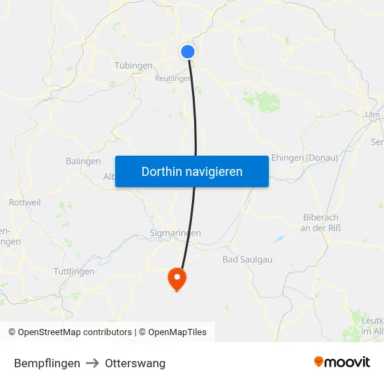 Bempflingen to Otterswang map