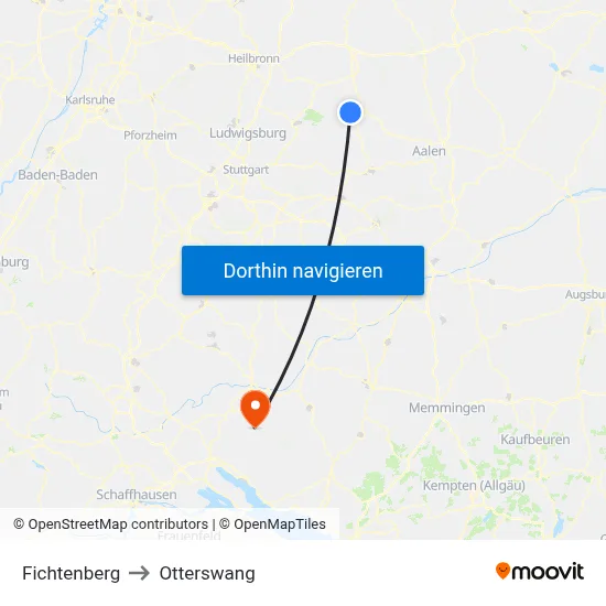 Fichtenberg to Otterswang map