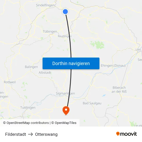 Filderstadt to Otterswang map