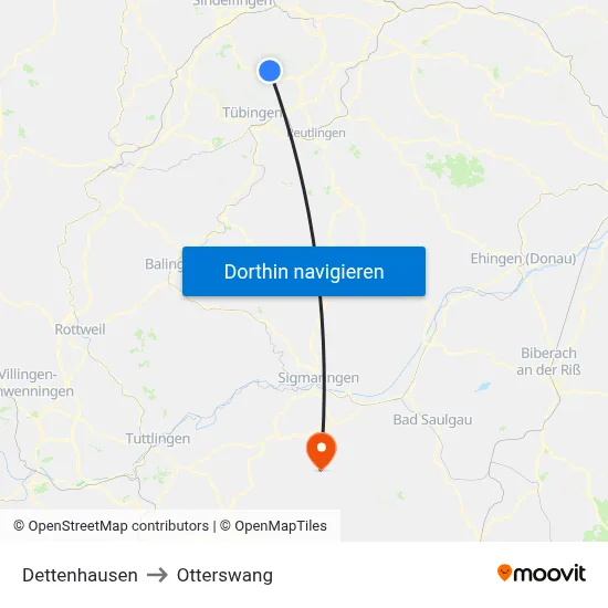 Dettenhausen to Otterswang map