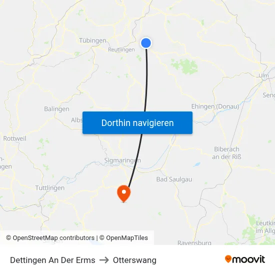 Dettingen An Der Erms to Otterswang map