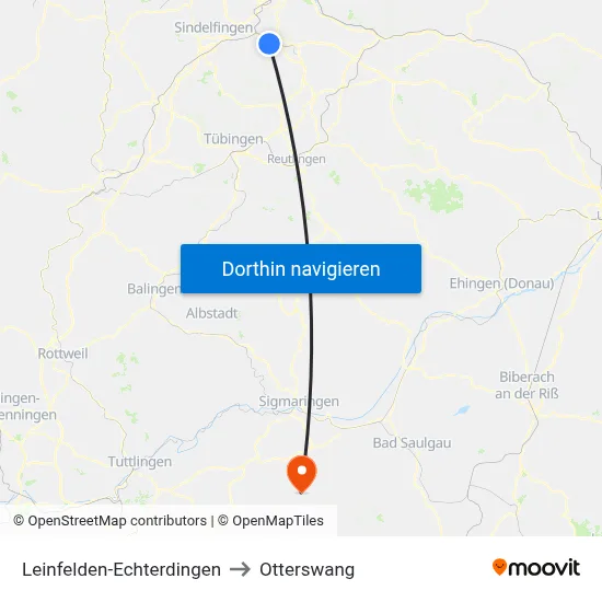 Leinfelden-Echterdingen to Otterswang map