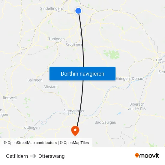 Ostfildern to Otterswang map
