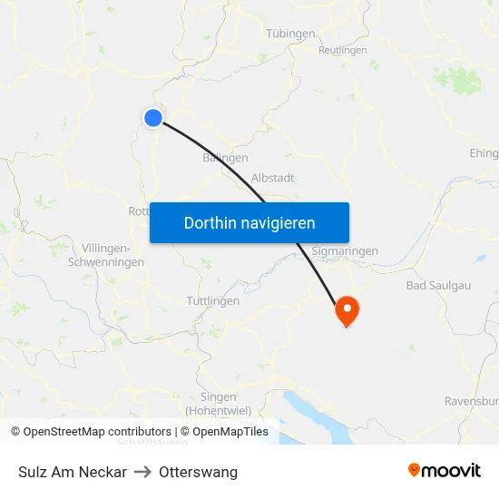 Sulz Am Neckar to Otterswang map
