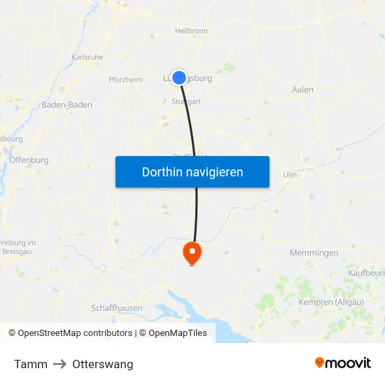 Tamm to Otterswang map