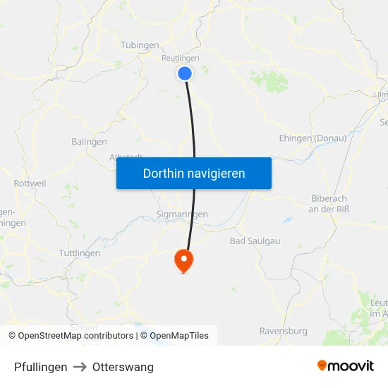 Pfullingen to Otterswang map