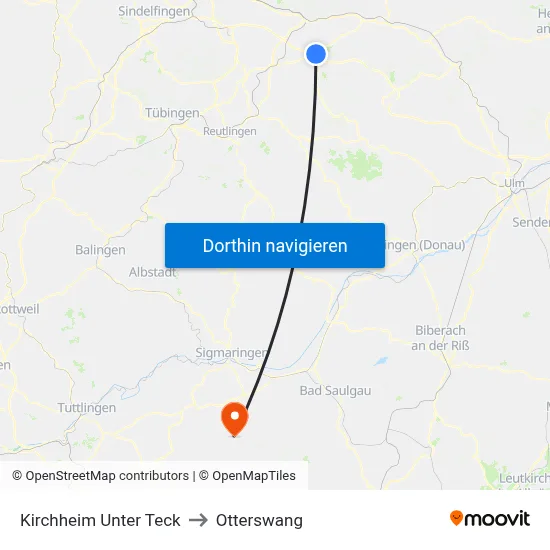 Kirchheim Unter Teck to Otterswang map