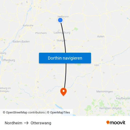 Nordheim to Otterswang map