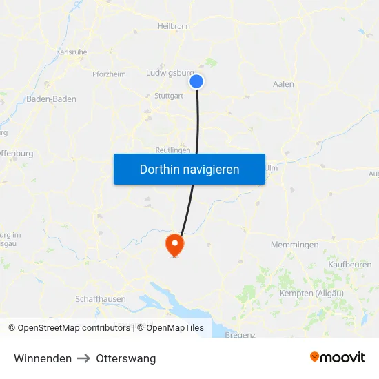 Winnenden to Otterswang map