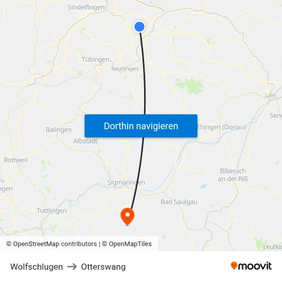 Wolfschlugen to Otterswang map