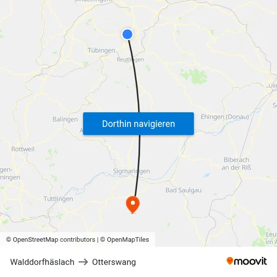 Walddorfhäslach to Otterswang map