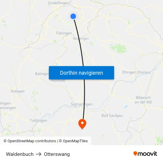 Waldenbuch to Otterswang map