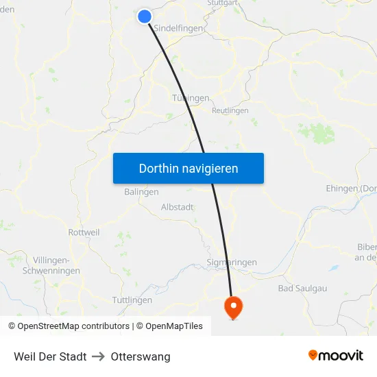 Weil Der Stadt to Otterswang map