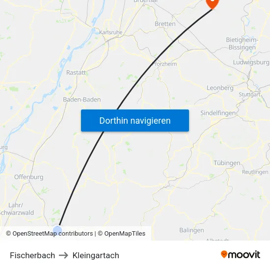 Fischerbach to Kleingartach map