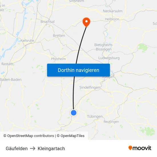 Gäufelden to Kleingartach map