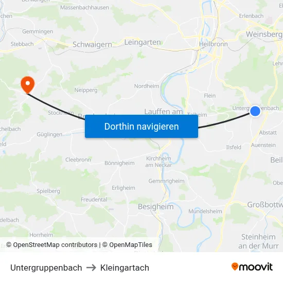 Untergruppenbach to Kleingartach map