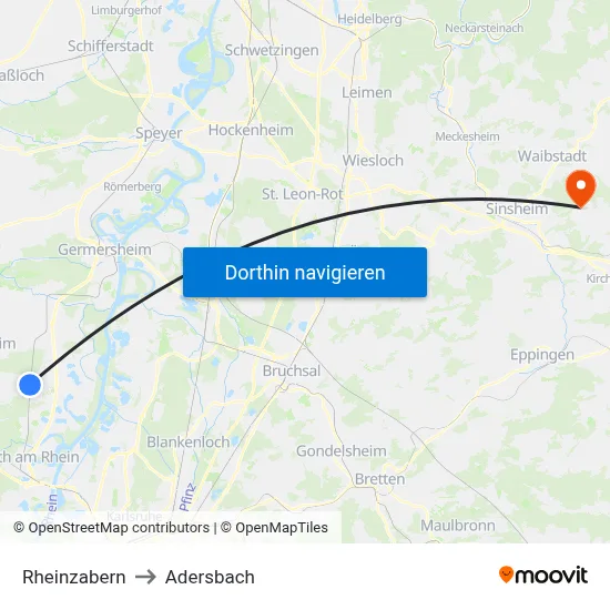 Rheinzabern to Adersbach map
