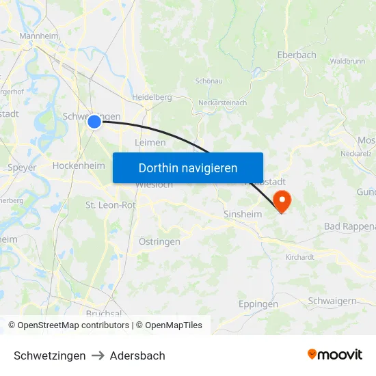 Schwetzingen to Adersbach map