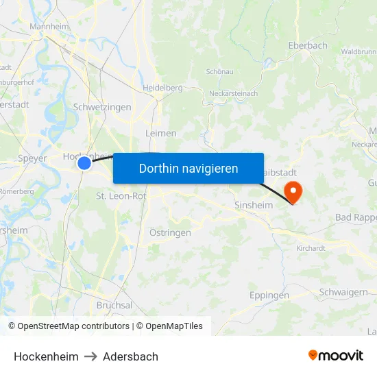 Hockenheim to Adersbach map