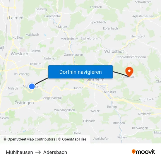 Mühlhausen to Adersbach map
