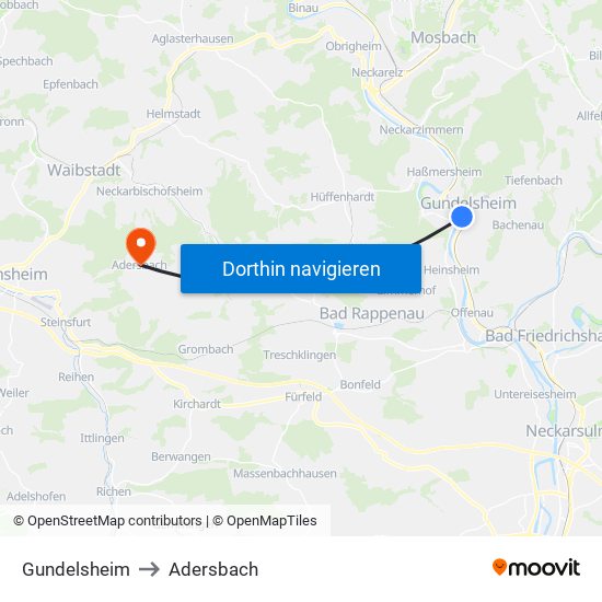 Gundelsheim to Adersbach map