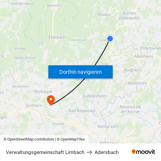 Verwaltungsgemeinschaft Limbach to Adersbach map