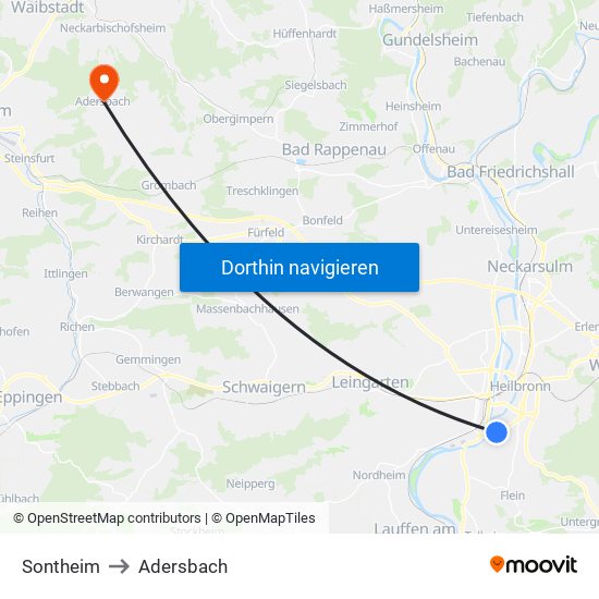 Sontheim to Adersbach map