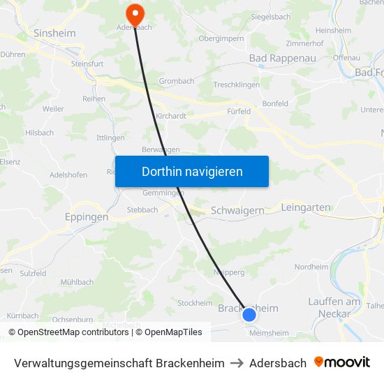 Verwaltungsgemeinschaft Brackenheim to Adersbach map
