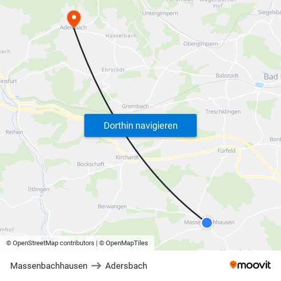 Massenbachhausen to Adersbach map